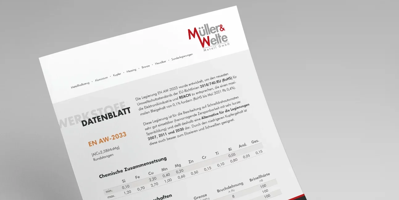 Werkstoffdatenblatt für Müller und Welte, Detail